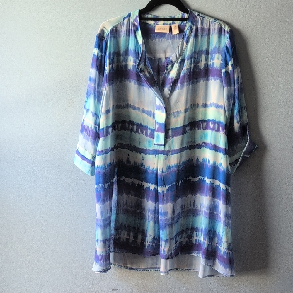 Chico's Blue and Purple Striped Blouse